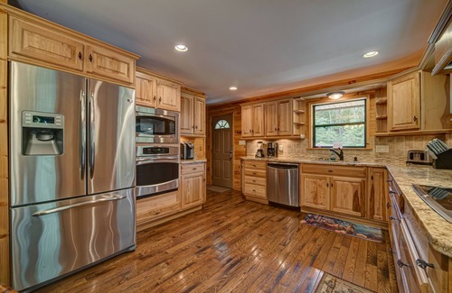 Blairsville House | LAKEFRONT, PONTOON BOAT, HOT TUB, FIREPIT, Fireplace . Wide lake Mountain View