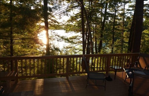 Hazelhurst Cottage | Lakeside Cottage in the Pines with Huge Deck, 40-foot Dock, and Sunset Views