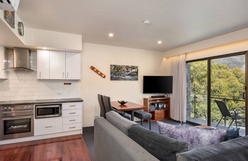 Thredbo Apartment | Lantern 05-Balcony nestled in the beautiful Snowy Mountains.