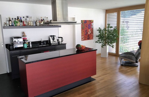 Berneck Condo | Large, modern, bright designer apartment with ZEN dream bath and steam shower