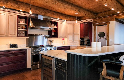 Three Peaks House | Large mountain cabin with hot tub, game room, deck, fireplace, & gorgeous view