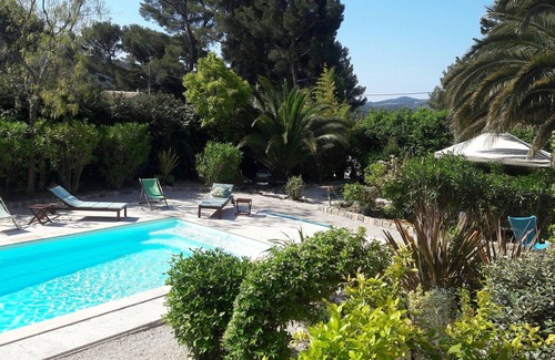 Le Brulat Apartment | large studio with terrace facing pool, spa in the garden