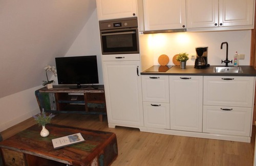 Wieck auf dem Darss Apartment | Lasse - apartment on the upper floor, thatched roof, terrace in the garden, pets allowed, WLAN, close to the forest, Baltic Sea 6km away
