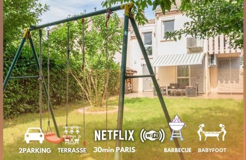 Cergy Apartment | LE GARDEN - 4 Chambres-8 Personnes Idéal famille,Groupe-amis-Jardin-Barbecue-babyfoot-Wifi