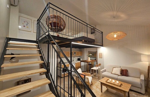Genas Apartment | Le Mas-Loft-Private Bathroom-Apartment-Garden view