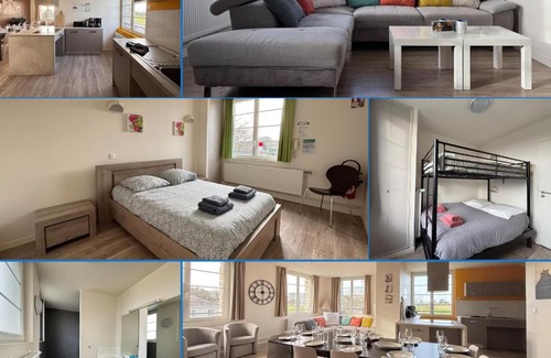 Vierville-sur-Mer Apartment | Les sables d'or Grand apt lumineux bien équipé 1er étage vue panoramique sur campagne près superette, à 600 m plage proche Omaha Beach et pointe du Hoc parking gratuit, garage à disposition