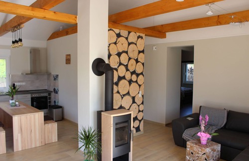 Muldestausee Apartment | Lifestyle Ferienhaus, 80qm, 2 Schlafzimmer, 1 Wohnküche, Terrasse, max. 4 Personen