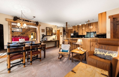 Steamboat Springs Condo | Log Cabin Ski-in Slopeside One-Bedroom Condo at Christie Base - sleeps 4