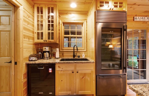 Saugatuck Cabin | Log Cabin-Style Home with Private Hot Tub and Close Proximity to the Lake