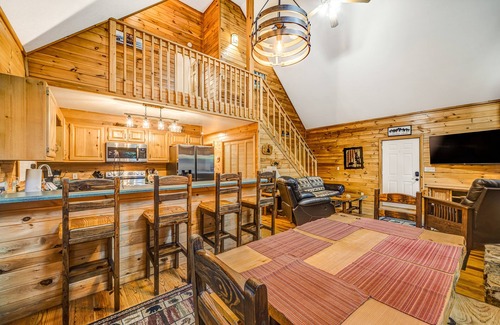 Epworth Cabin | Lovely dog-friendly creekside cabin with fireplace, hot tub, & fire pit