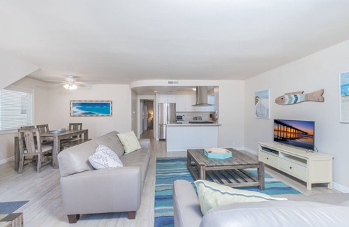 West Newport Condo | Lovely Lower Unit Beach Retreat - Great Outdoor Patio! Just Steps from the Beach!