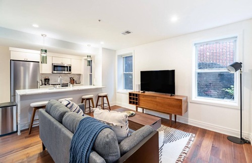 Logan Circle House | Luxe Logan Circle 1BR w/W/D, nr Park, Bus Stops & Dining, by Blueground