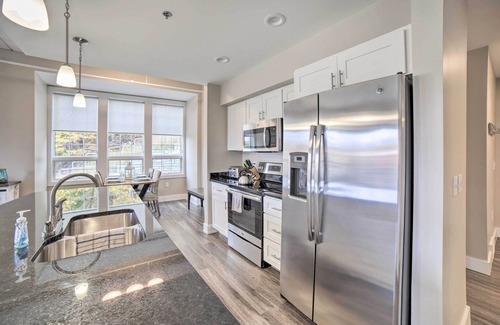 Manistee Condo | Luxe Manistee Condo w/Balcony & River Views!