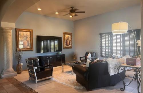 Rio Verde Foothills House | Luxe Ranch w Four Peaks Views Outdoor Fireplace