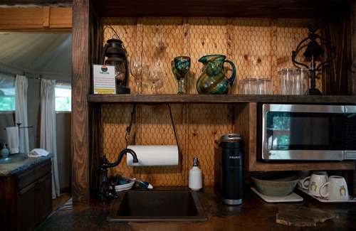 Dennis Cabin | Luxury African Tent W/A/C, Waterfall, 300 acre ranch on the Brazos River! "Amazing"- FW Mag Tubing!