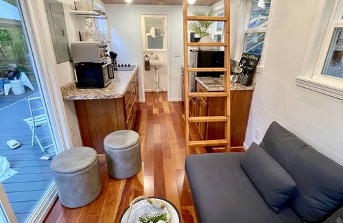 Tellico Plains Cabin | Luxury Tiny House with Treehouse Bedroom and HotTub on 34acres secluded