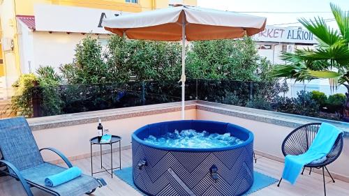 Kato Stalos Villa | Luxury Villa Eva-Mari with jacuzzi, 50m from the beach