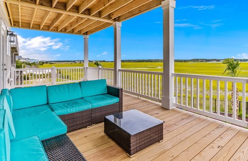 Holden Beach House | Marsh-view home with private heated pool, decks, outdoor shower, washer/dryer
