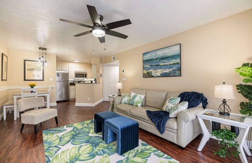 Ocean Side Village Condo | Mary-Etta2 · Elegant Ground Floor King Bed Condo · Half Mile from Beach