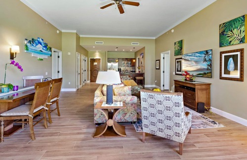 Honokowai Condo | Maui Resort Rentals: Groundfloor Interior Honua Kai Konea 105, Large Lawn Area, Steps to Pools/Beach/B.B.Q.s!