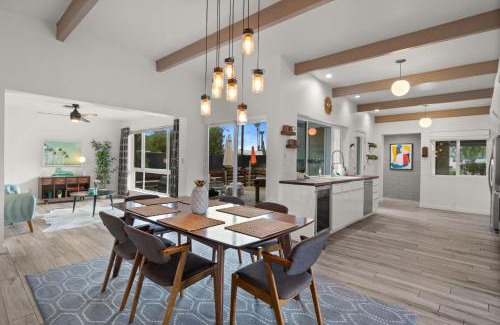 Village Grove House | Mid-Century Marvel - Poolside Patio with Spa & Bocce