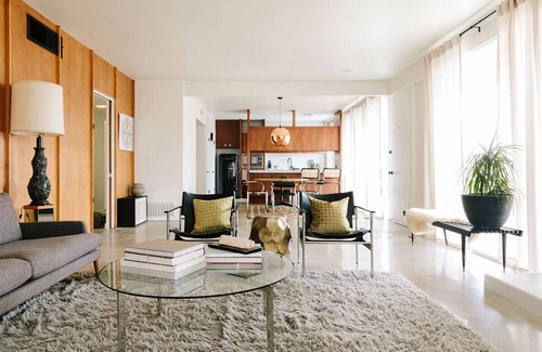 Palm Desert Condo | Mid-Mod Retro Getaway 2b/2b Condo with Pool + walking distance to El Paseo!