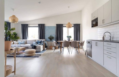 Bastad Condo | Modern Beachy Home with Terrace Charm First Floor