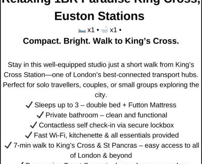 St. Pancras and Somers Town Apartment | Modern Comfort Spacious Apartment Near Kings Cross and Camden