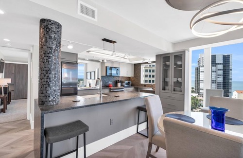 Park Shore Condo | Modern Condo Steps from the Private Beach with Amazing Views