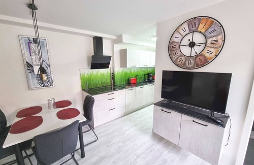 Volkach Apartment | Modern furnished vacation apartment (46 sqm) for up to 4 people with south-facing terrace