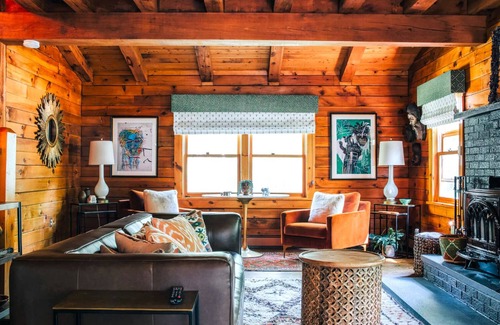 Stone Ridge House | Modern log cabin sited on six acres of land, private and secluded, serene.