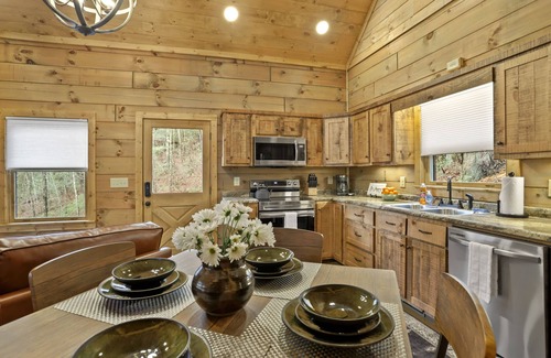 Blue Ridge Cabin | Modern Treetop Cabin on Stocked Trout Stream + Hot Tub + Fire Pit
