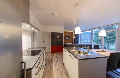 Ruhla House | Modernes Ferienhaus mit Sauna, Kamin, Fußbodenheizung, Schwimmbad