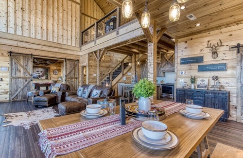 Chalet Village North Cabin | Moonshiners Hideout | Swing Bed, Hot Tub & Mountain Views