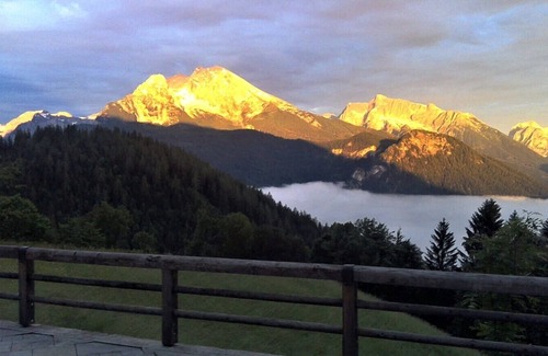 Schoenau am Koenigssee Apartment | Mountain panorama with a view of the valley, totally alpine pasture landscape