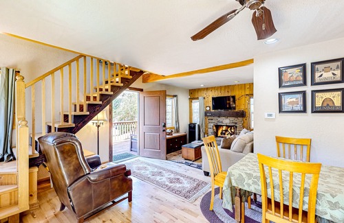 Cedar Glen Cabin | Mountain-view cabin with fireplace, outdoor dining, firepit & wraparound deck