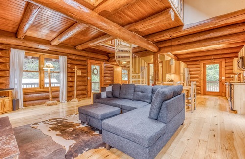 Rhododendron House | Mountain view, dog-friendly cabin with fireplace, washer/dryer, grill, & hot tub