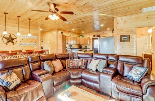 Bryson City Cabin | Mountain-view lodge home with private hot tub & large covered porch