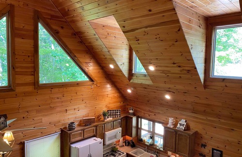 Unaka Cabin | Mountain views located on private lake all wood 3 story cabin.