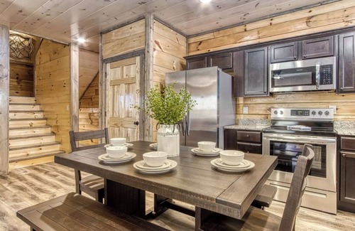 Sevierville Cabin | New cabin with private pool, views, hot tub, arcades, foosball, and charm!