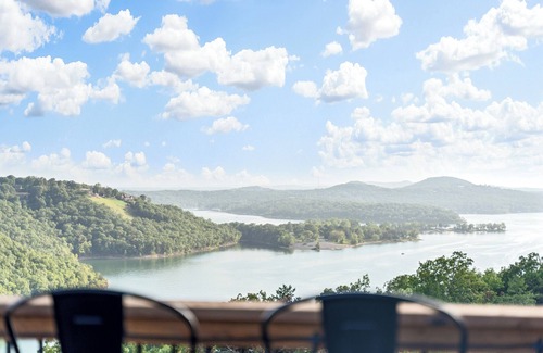 Kimberling City Cabin | New! LAZY RIVER & Pools, Lake View, Game Room, Theater Room, Hot Tub, Fire Pit