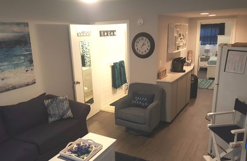 Wildwood Crest Condo | New listing- Ocean View Condo - Fireplace- ocean view from sofa. Sleeps 6