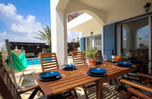 Chlorakas Villa | NEW! Luxury 8 bed villa with magnificent roof terrace, 100m from the sea.
