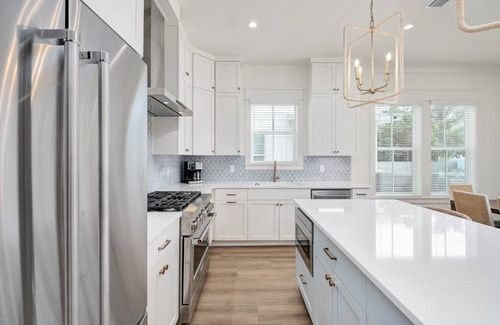 Village of Sugar Beach House | NEW! Pool, Hot Tub, Cold Plunge, LSV, Bikes! Walk to Beach! Pet Friendly!