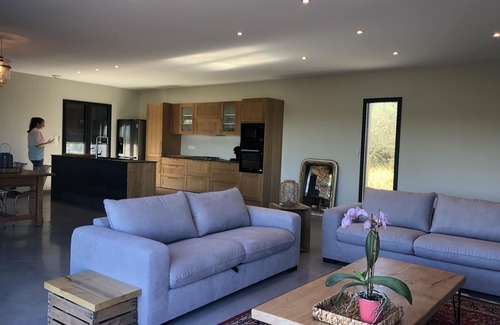 Les Vans House | New stone and wood house with swimming pool