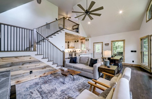Ellijay House | Newly built dog-friendly riverfront home with grill, river views, foosball table