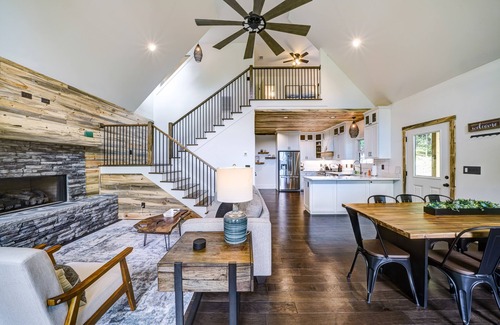 Ellijay House | Newly built dog-friendly riverfront home with grill, river views, foosball table