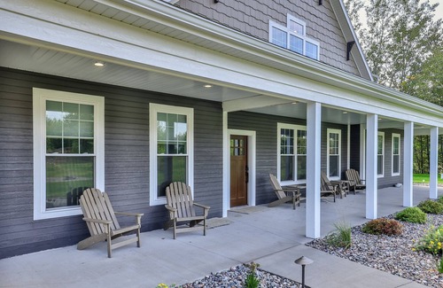Boulder Junction House | Newly-built, secluded home with firepit, patio, front porch, & gas fireplace