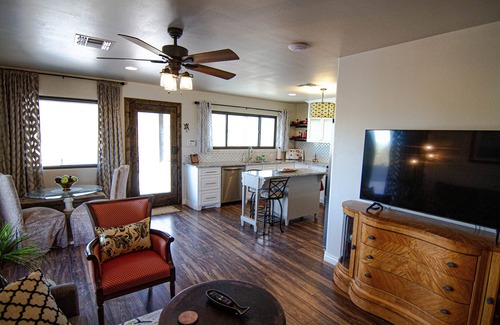 Mesa House | Newly built upper level casita with heated pool, Jacuzzi and state park views!