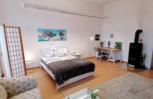 Annaberg-Buchholz House | Nr 3 Großzügiges Kamin-Zimmer mit King-Size Bett im Zentrum WLAN TV gute Laune